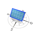 Grafik von Haus mit Solarzellen, nach Nord und Süd ausgerichtet