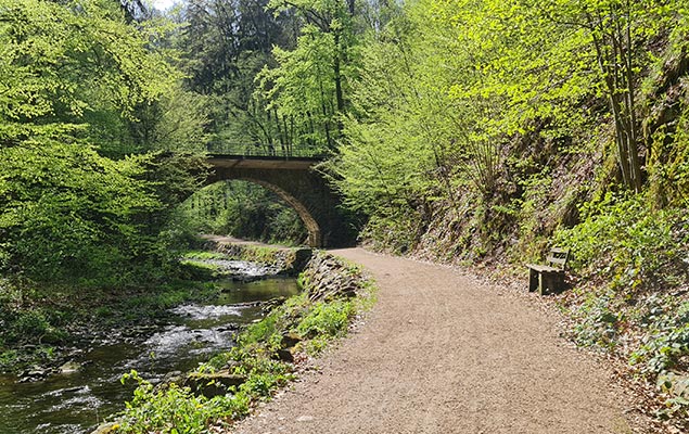Rabenauer Grund: Wanderweg mit Eisenbahnbrücke