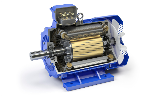 Schematischer Aufbau eines Elektromotors