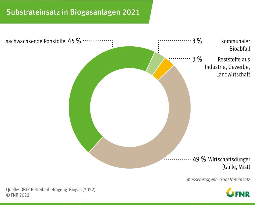 Diagramm der FNR: Substrateinsatz in Biogasanlagen 2021